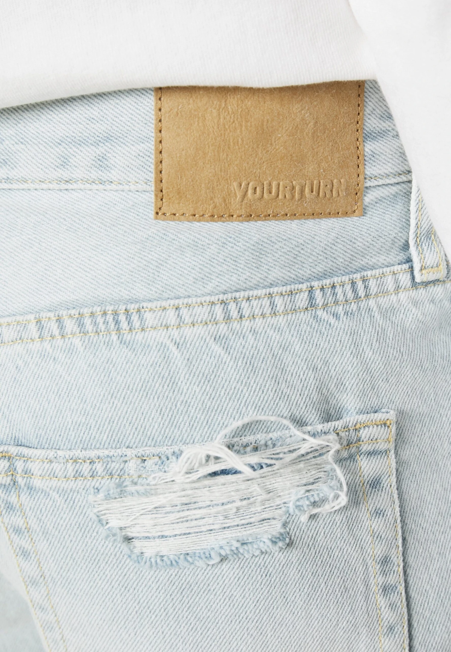 YOURTURN Unisex - Jeansshort - Light Blue Denim 9 YOURTURN Unisex - Jeansshort - Light Blue Denim - Afbeelding 7