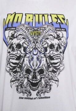 YOURTURN Rule Skull Graphic Tee Unisex - T-Shirt Print - White -Yourturn 38058aa46a744b1d840b5599082d9305