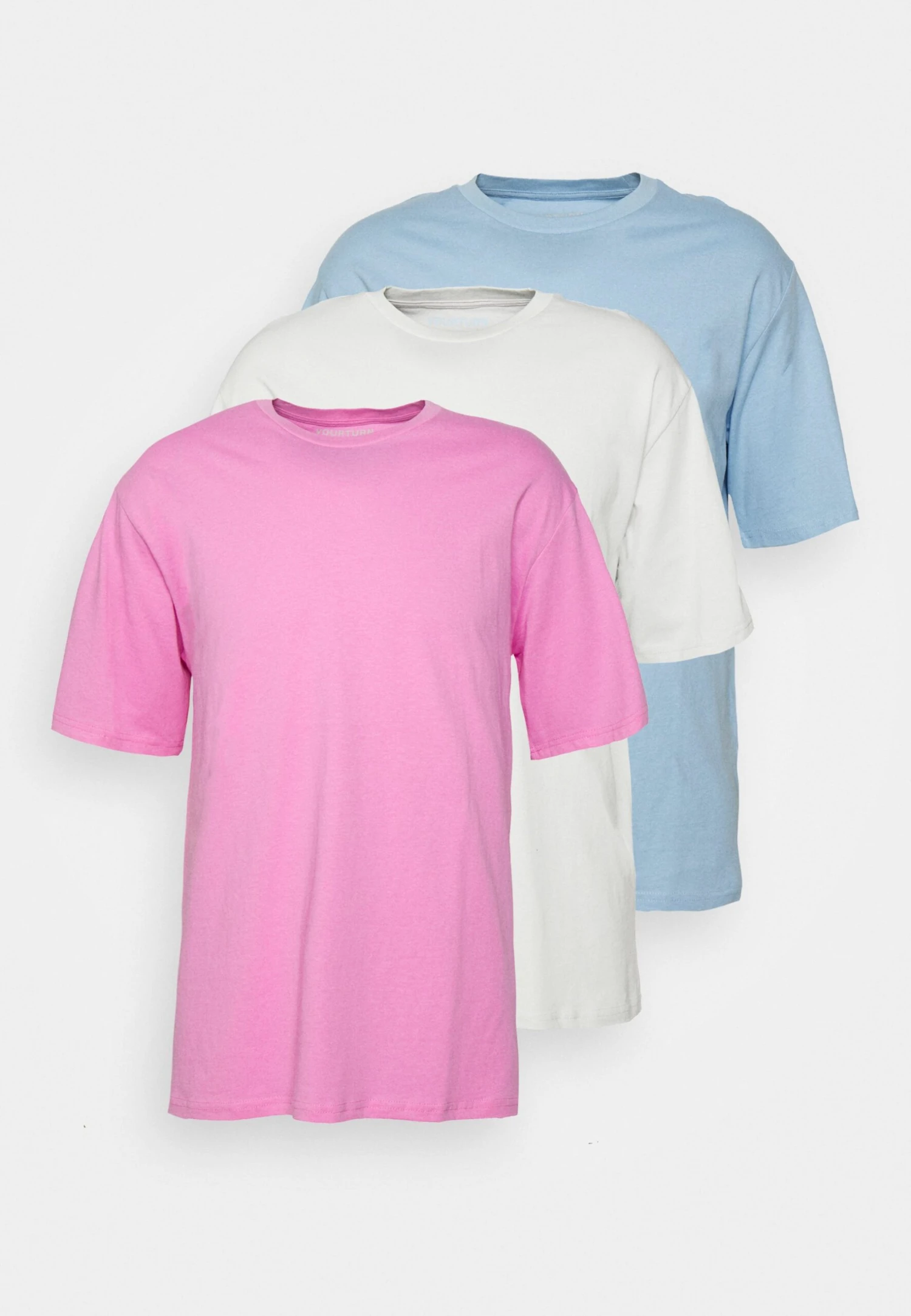 YOURTURN 3Pack Unisex - T-Shirt Basic - Light Blue/Grey/Pink 9 YOURTURN 3Pack Unisex - T-Shirt Basic - Light Blue/Grey/Pink - Afbeelding 7