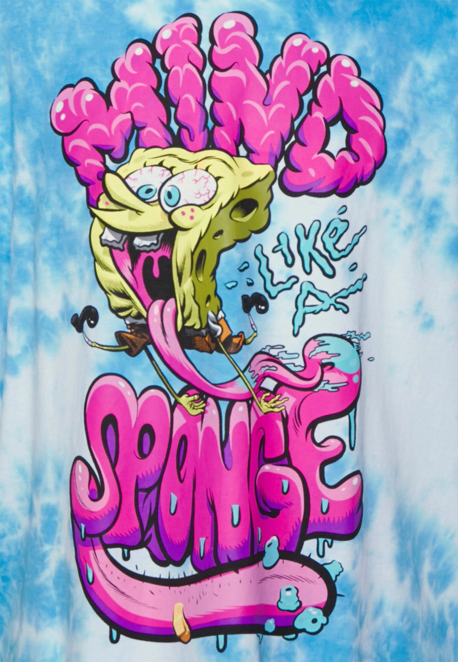 YOURTURN Spongebob Tie Dye Graphic Tee - T-Shirt Print - Blue 5 YOURTURN Spongebob Tie Dye Graphic Tee - T-Shirt Print - Blue - Afbeelding 3