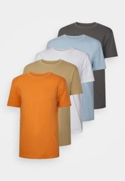 YOURTURN Unisex 5 Pack - T-Shirt Basic - White/Apricot/Light Blue -Yourturn ac01883394f243b19aa4c83fb52974fc